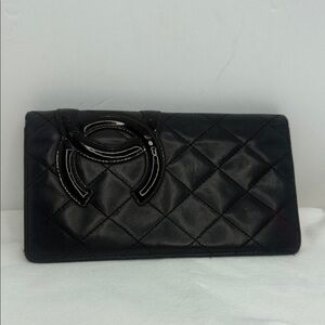 Chanel long Wallet Black Leather Chanel Quilted Cambon Yen Long Wallet Black.